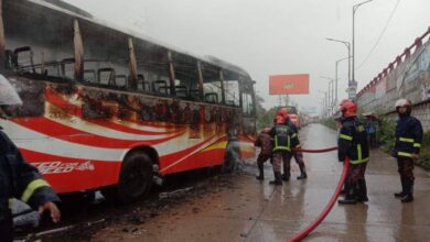 ফেনীর মহিপালে যমুনা পরিবহনের বাসে আগুন, প্রাণে রক্ষা পেল যাত্রীরা