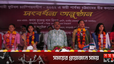 পাহাড়ের ৫ নারী ফুটবলারকে বীরোচিত সংবর্ধনা