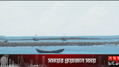 স্বচ্ছ নীল জলরাশিতে খেলা করছে ডিঙি নৌকা