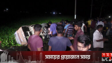 মোটরসাইকেলকে ধাক্কা দিয়ে খাদে হানিফের বাস, নিহত ১