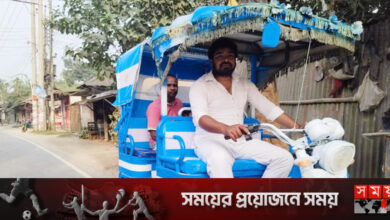 আর্জেন্টিনার রঙে অটোরিকশা সাজালেন কুড়িগ্রামের আশরাফুল