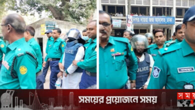 ডান্ডাবেড়ি পরিয়ে আদালতে আনা হলো ৩ আসামিকে