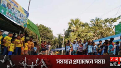 গ্রামজুড়ে ব্রাজিল-আর্জেন্টিনার পতাকার লড়াই