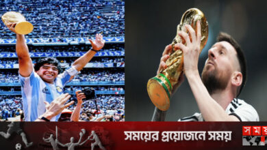 ম্যারাডোনাকে বিশ্বকাপ উৎসর্গ করলেন মেসি