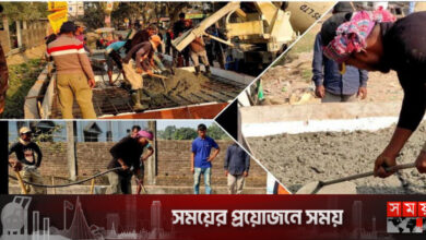 হিলিতে পুরোদমে চলছে চারলেন সড়কের নির্মাণ কাজ